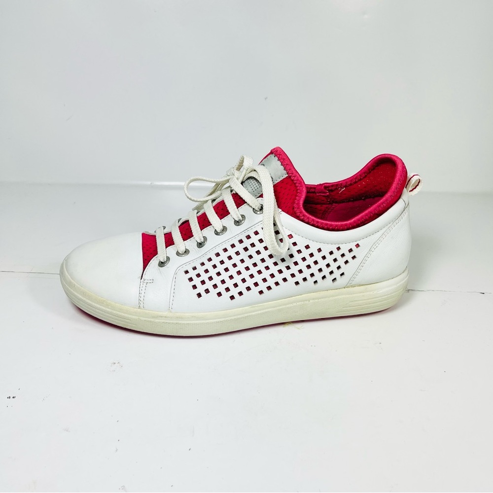 Ecco‎ Golf Shoes Womens Size 40 US 9-9.5 Extra Wide White/Pink Leather.